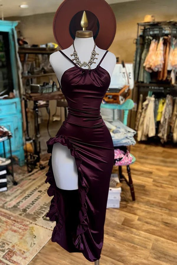 Luvessi® | Robe de Soirée Dos Nu Bordeau – Élégance Intemporelle - TrendlyLux™