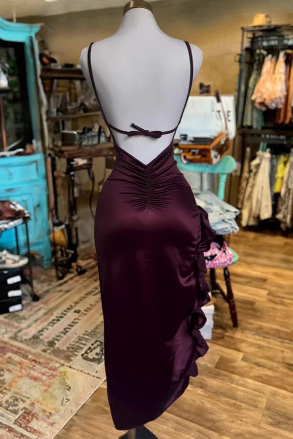 Luvessi® | Robe de Soirée Dos Nu Bordeau – Élégance Intemporelle - TrendlyLux™